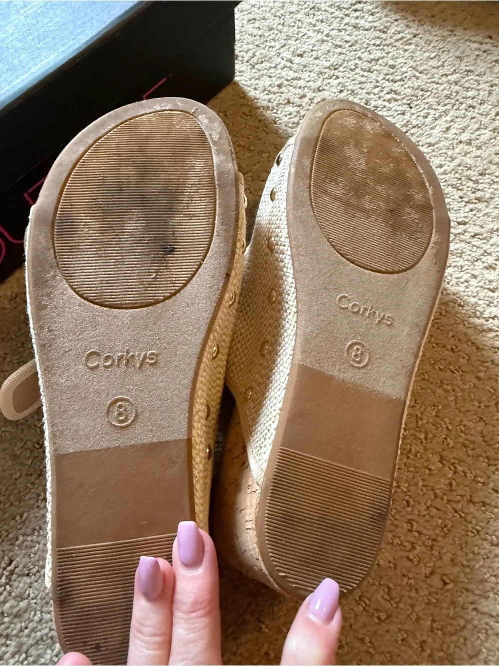 Cream Textured Wedge Sandal with Double Buckles